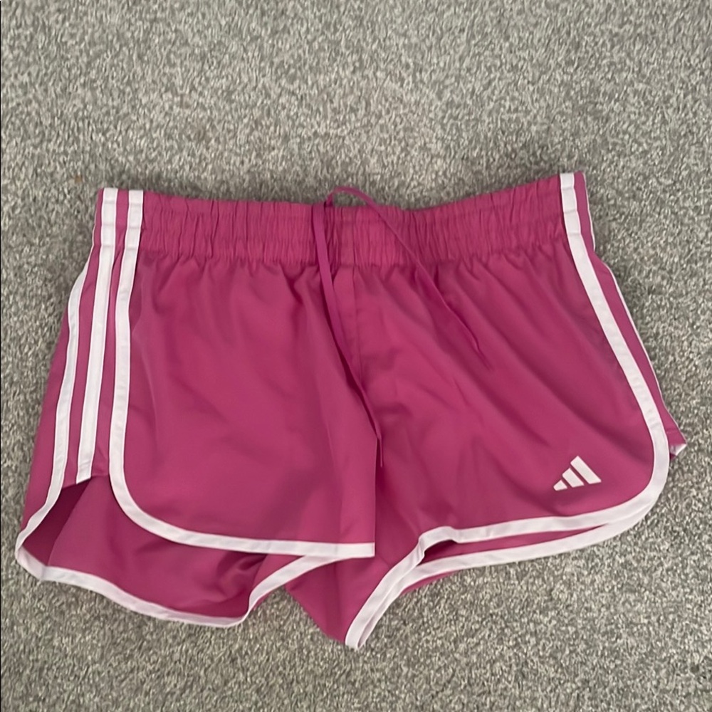 Adidas Pink Athletic Shorts with Signature Stripes